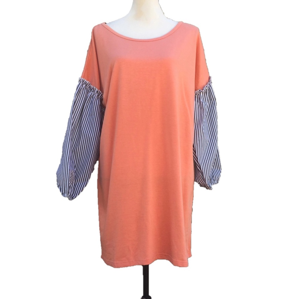 Como Blu Bell Long Sleeve Salmon Pink Tunic Dress
